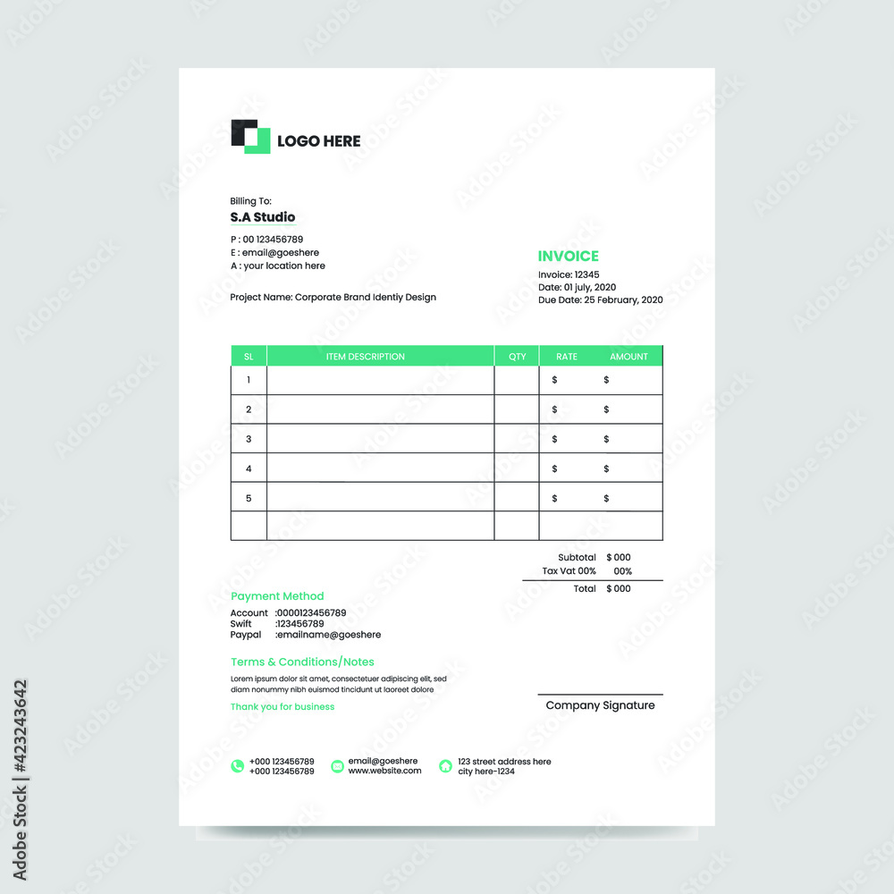 Creative Invoice Design Template Creative Invoice Design Template