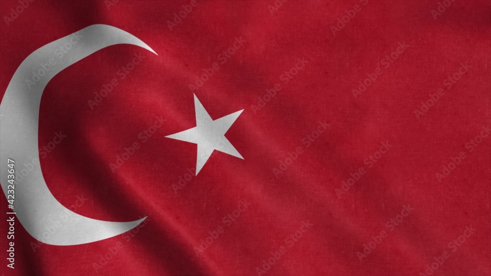 Turkish flag fluttering in the wind. 3d illustration