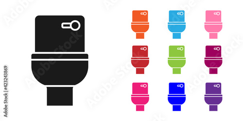 Black Toilet bowl icon isolated on white background. Set icons colorful. Vector