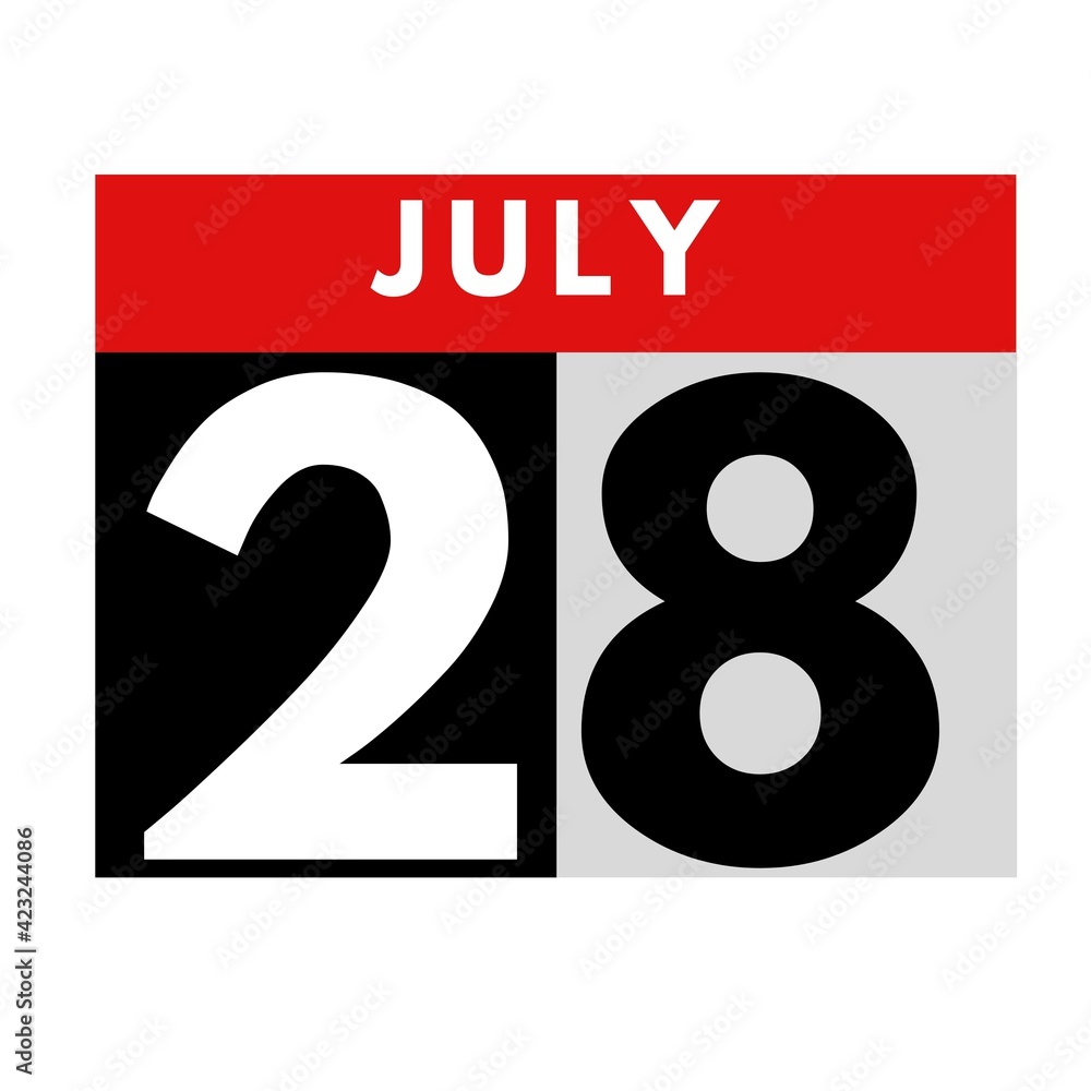Fototapeta premium July 28 . flat daily calendar icon .date ,day, month .calendar for the month of July