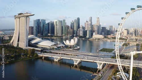Aerial view of Marina Bay and business district, Singapore, Asia