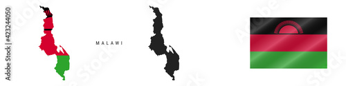 Free Download Malawi. Detailed flag map. Detailed silhouette. Waving flag. Vector illustration - GFXLoad