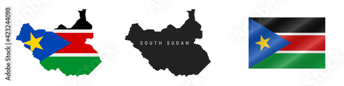 Free Download South Sudan. Detailed flag map. Detailed silhouette. Waving flag. Vector illustration - GFXLoad