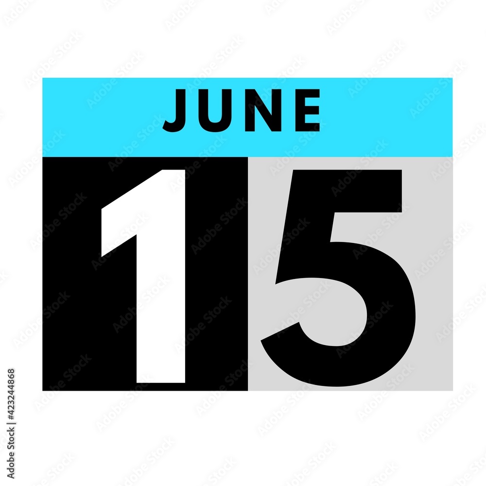 June 15 . flat daily calendar icon .date ,day, month .calendar for the month of June June 15 . flat daily calendar icon .date ,day, month .calendar for the month of June