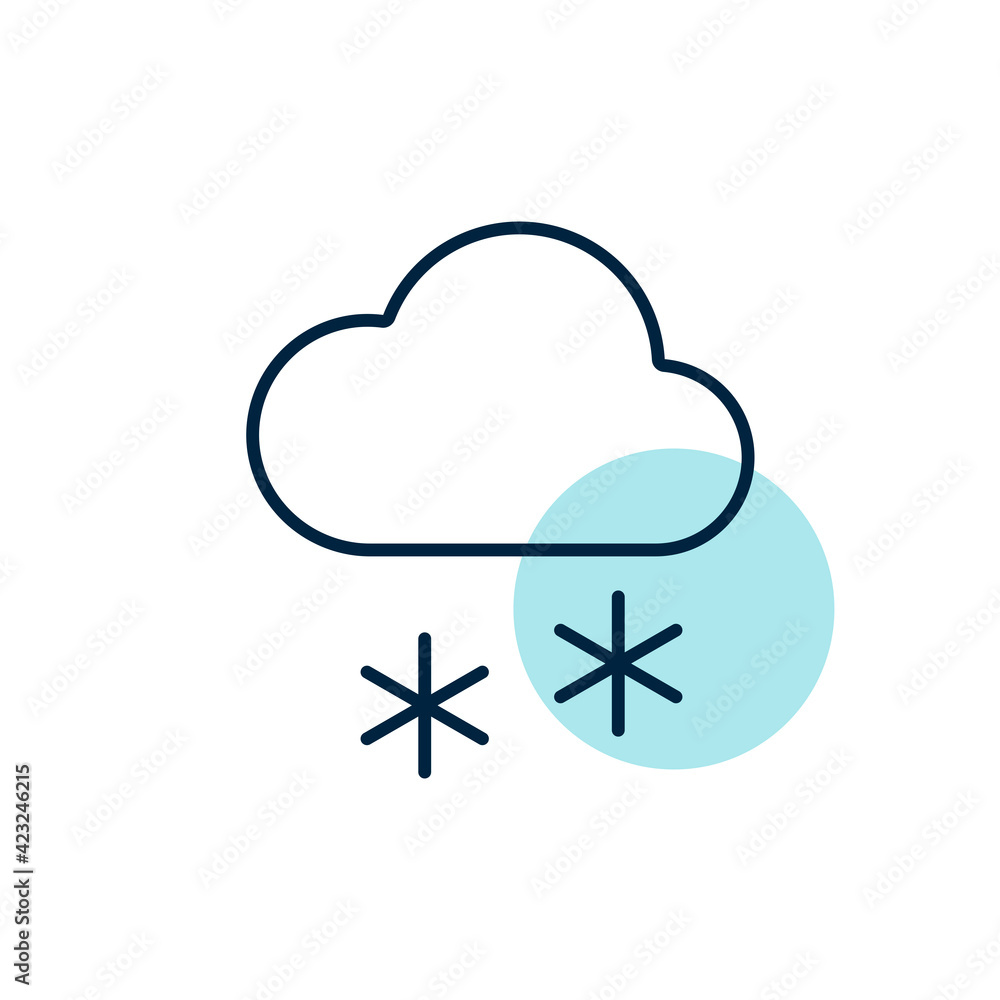 Cloud with snow vector icon. Weather sign