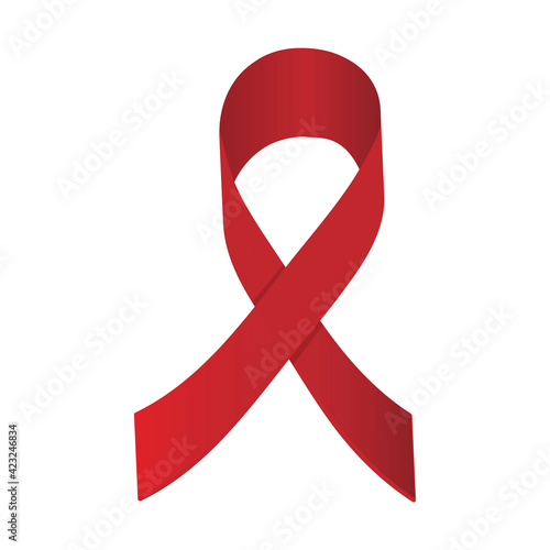 Red ribbon isolated on white background. Vector illustration
