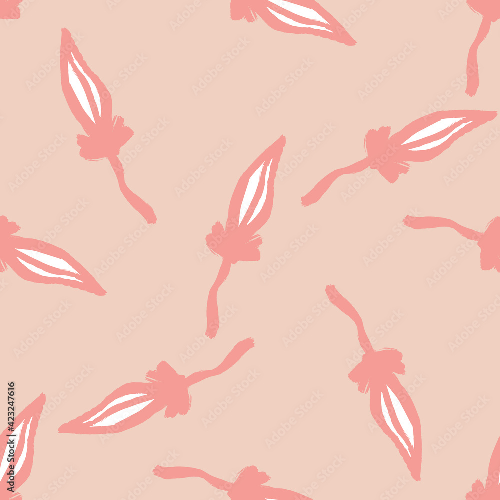 Pastel tones seamless pattern with abstract leaf silhouettes contoured print. Light background. Doodle backdrop.