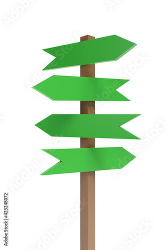 Green signs of arrows isolated on a white background. 3d illustration. © jroballo