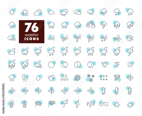 Vector weather forecast icon set. Meteorology sign