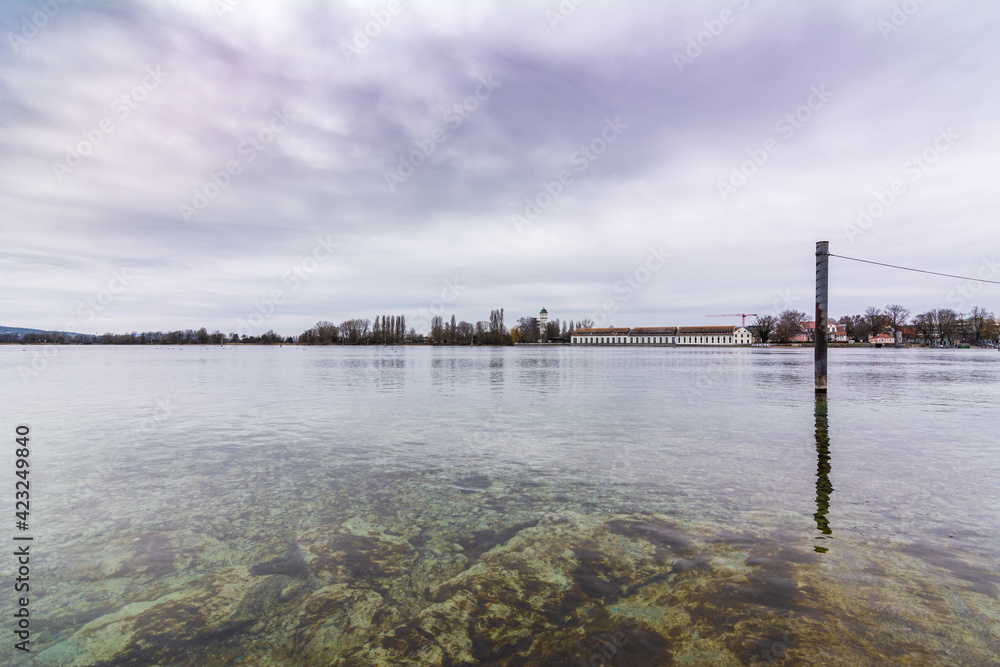 Smooth water surface at river rhine in Germany Smooth water surface at river rhine in Germany