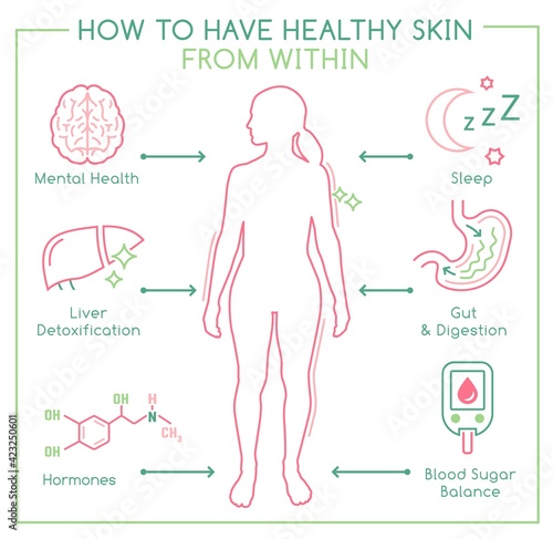 Skin health horizontal poster. Useful medical infographic.