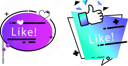 two bright stickers with the inscription 