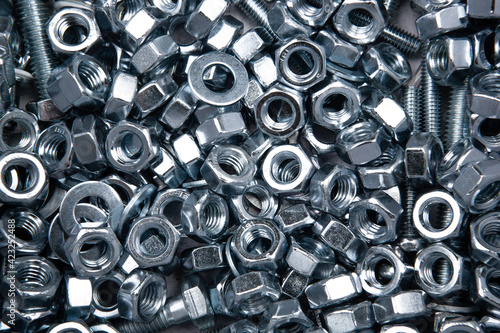 nuts screws fastening materials a lot closeup