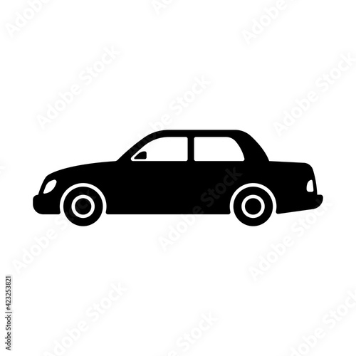 Car icon. Black silhouette. Side view. Vector simple flat graphic illustration. The isolated object on a white background. Isolate.
