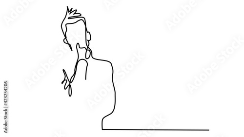 MALE THINKING. CONTINUOUS LINE DRAWING. STROKE TRIM. SURREAL ART ANIMATION