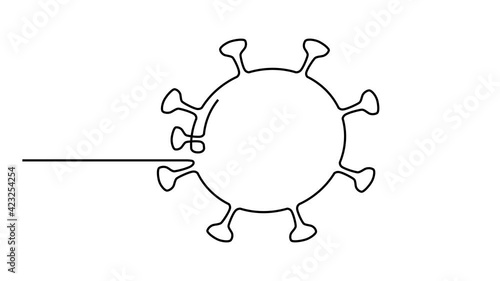 CORONA VIRUS. CONTINUOUS LINE DRAWING. STROKE TRIM. SURREAL ART ANIMATION