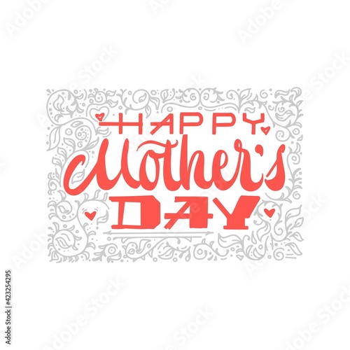 Happy mothers day lettering postcard sticker and banner