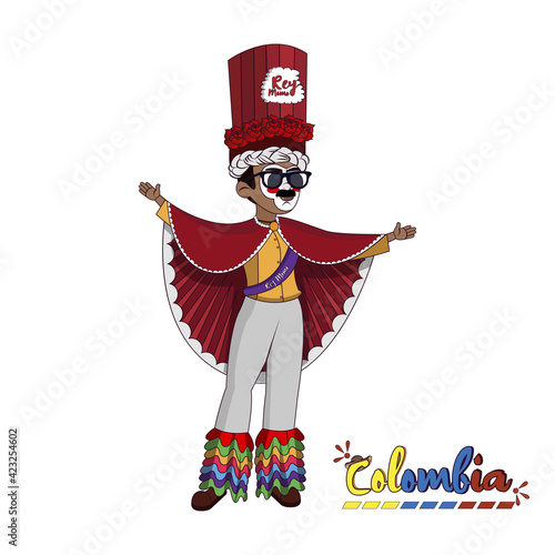 Man dressed as king momo. Colombian culture - Vector illustration