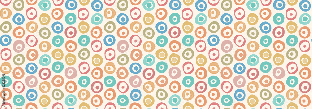 Circle Hand drawn Watercolor isolated on white canvas with high resolution texture, seamless pattern
