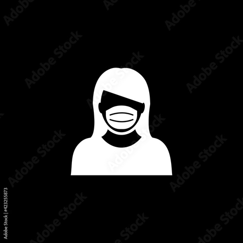 Face mask icon isolated on dark background