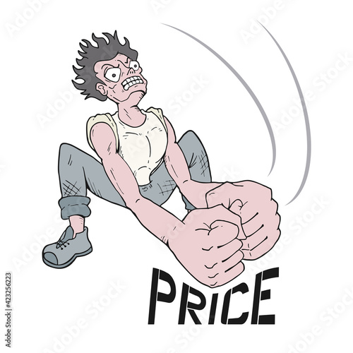 Man hitting price message