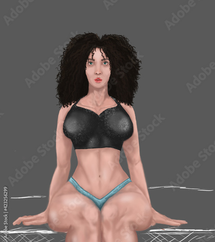 beautiful woman in swimsuit, unfinished edition photo