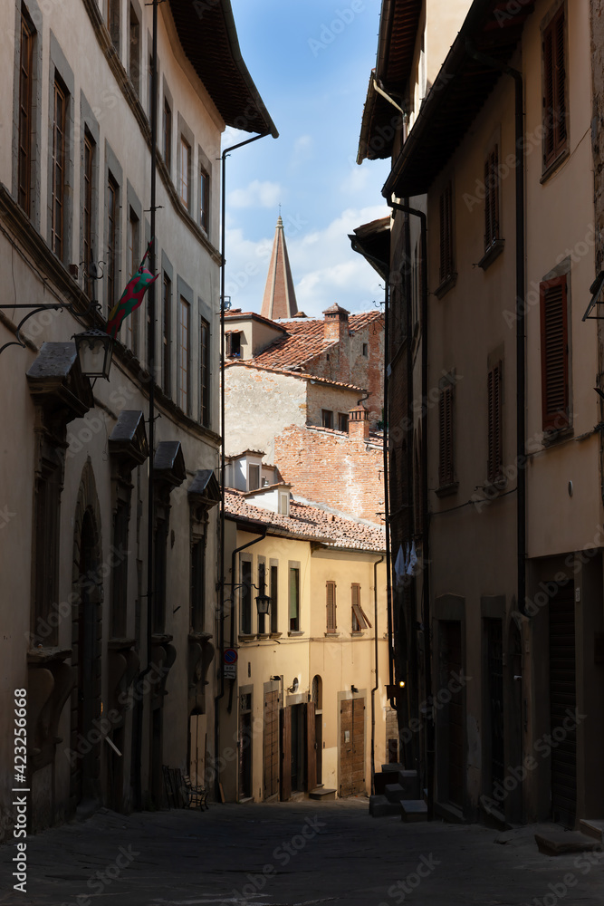 Narrow streets of a medieval city. Arezzo, Tuscany.