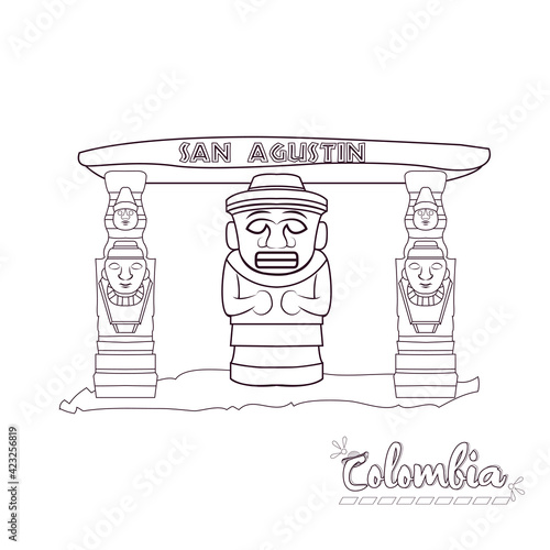 Isolated san agustin ruins. Colombian culture - Vector illustration