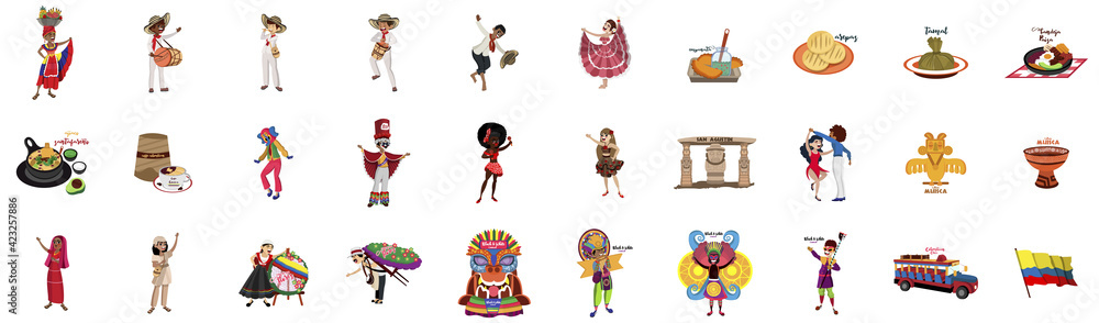 Colombian culture icon set - Vector illustration design