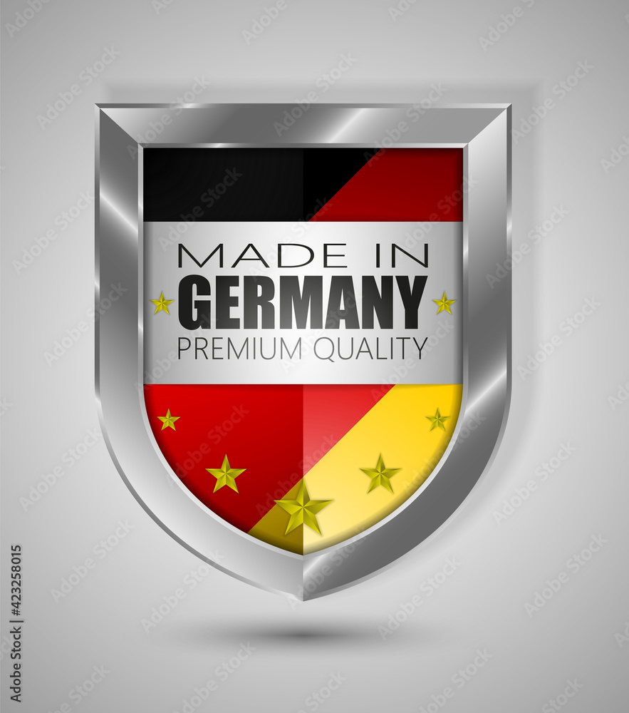 EPS10 Vector illustration. Realistic shield. Made in Germany, Premium Quality. Perfect for any use. EPS10 Vector illustration. Realistic shield. Made in Germany, Premium Quality. Perfect for any use.