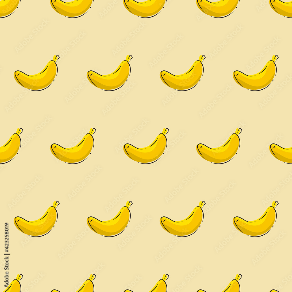Simple Bananas Wallpaper Pattern. Yellow Bananas Pattern.