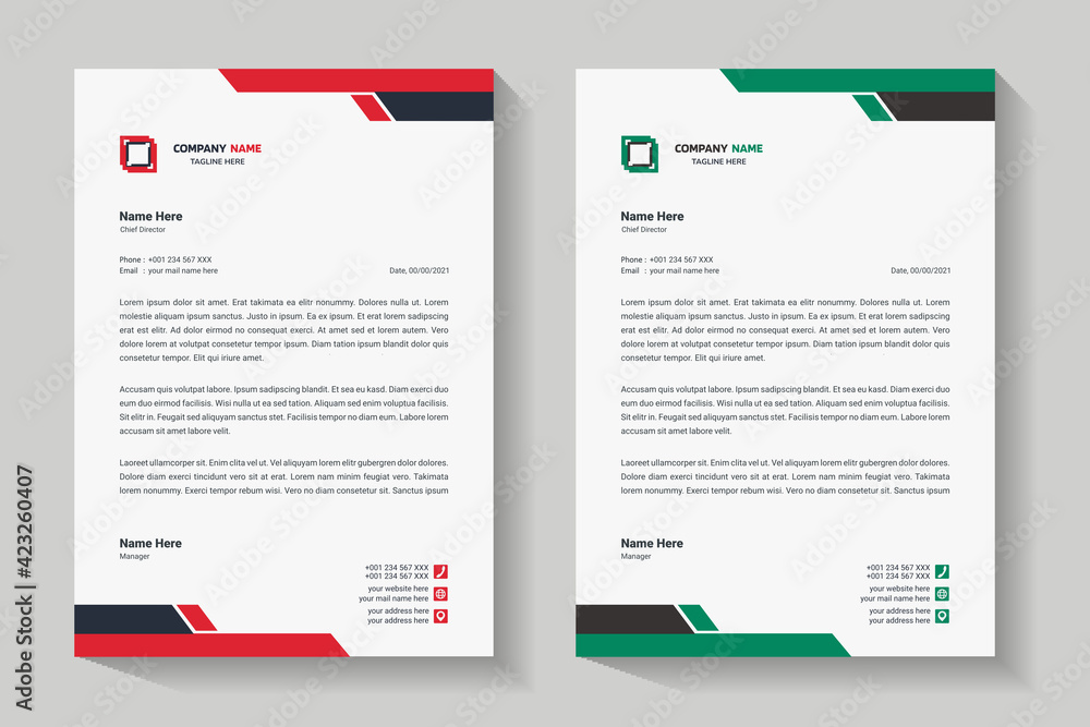 Letterhead design template. Creative and elegant modern business A4 letterhead template for your project design. Illustration vector Letterhead design template. Creative and elegant modern business A4 letterhead template for your project design. Illustration vector