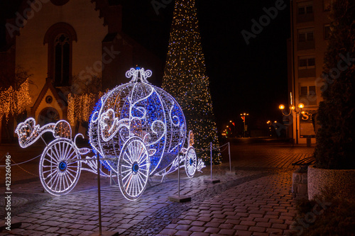 a light decoration for Christmas, a fairy-tale carriage