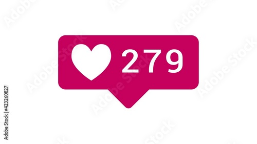 SOCIAL MEDIA LOVE COUNTER. HEART AND NUMBER INCREASING PROGRESS. NETWORK ANIMATION