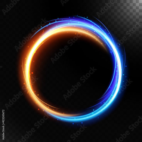 Abstract colorful luminous swirling, isolated on dark background. Vector Illustration