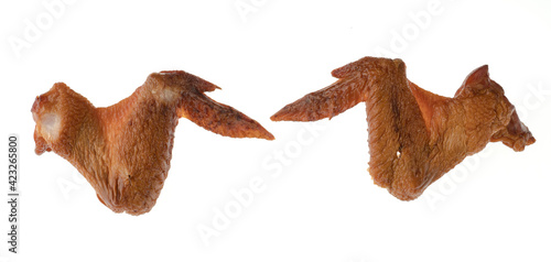 Smoked chicken wings, on a white background in isolation