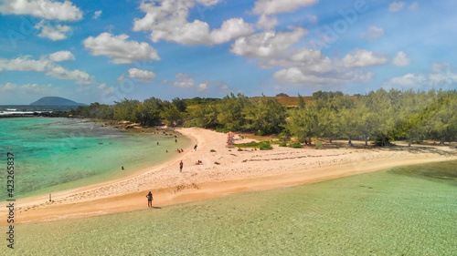 Gabriel Island, Mauritius. Aerial view from drone on a beautiful sunny day