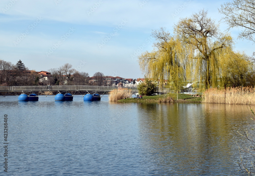 Obraz premium Seepark in Freiburg im Frühling