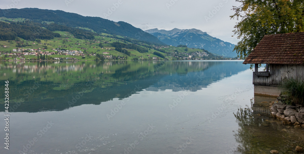 View of the SarnerSee from Sachseln Obwalden in Switzerland