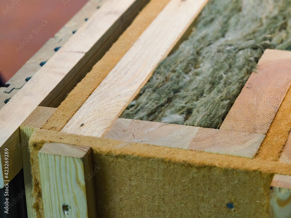 mineral insulation in the wooden wall of the house frame construction mineral insulation in the wooden wall of the house frame construction