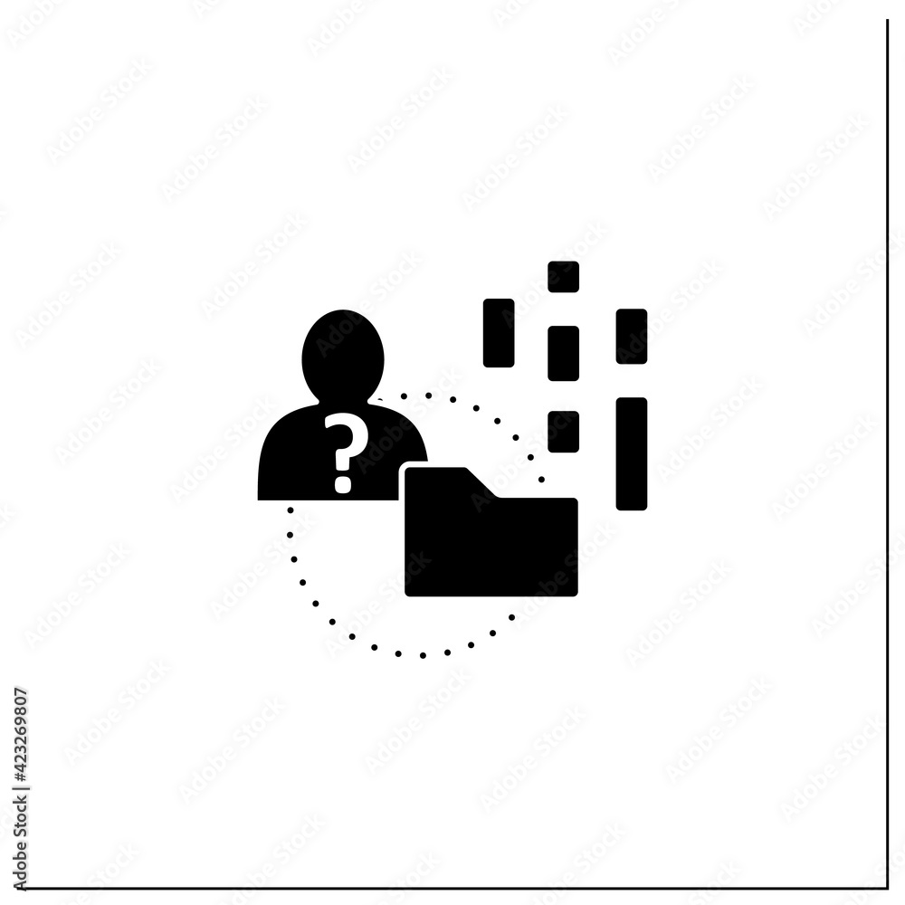 Anonymous data glyph icon. Way of complying with the privacy regulations related to personal data. Customer data concept.Filled flat sign. Isolated silhouette vector illustration Anonymous data glyph icon. Way of complying with the privacy regulations related to personal data. Customer data concept.Filled flat sign. Isolated silhouette vector illustration