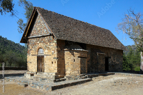 Panagia Forviotissa (Asinou) , a Christian church of the beginning of the 12th century in Nicosia, Cyprus . UNESCO World Heritage Site