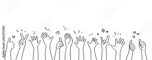 Applause hand drawn white background. Vector illustration
