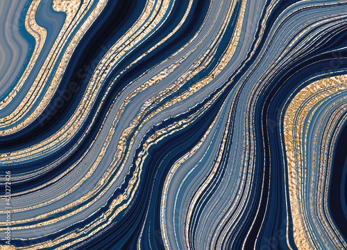 Gold marble design. A beautiful combination of dark blue marble and gold. Chic gold marble backdrop.