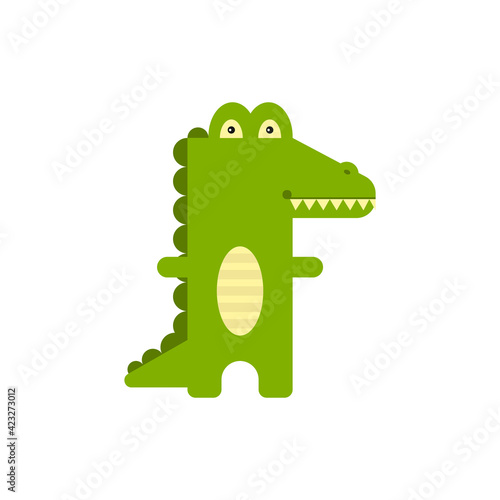 Cute cartoon crocodile in modern geometric flat vector style. Bad style. Icon. Children s pictures. Alligator illustration photo