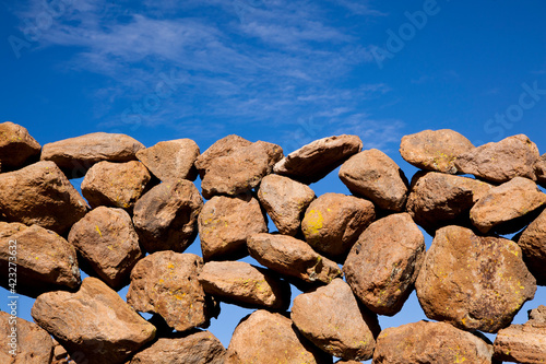Rock walls are readily seen all over the Bolivian Altiplano and are used to mark property lines.  