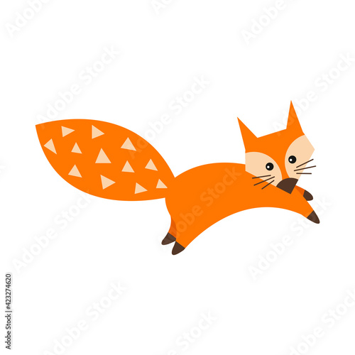 Fototapeta Naklejka Na Ścianę i Meble -  Cute cartoon fox in modern simple flat style. Vector illustration