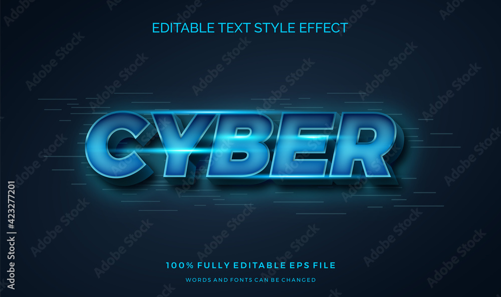 modern futuristic style and shiny blue effect editable text style. Vector editable text effect	