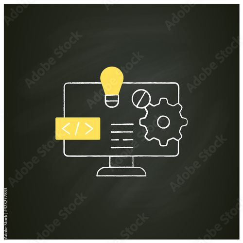 Software platform chalk icon. Programming environment. Platform for creating new operating systems. New idea. Digitalization concept. Isolated vector illustration on chalkboard