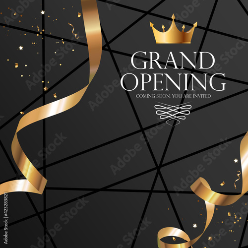 Grand Opening Luxury Invitation Banner Background. Vector Illustration